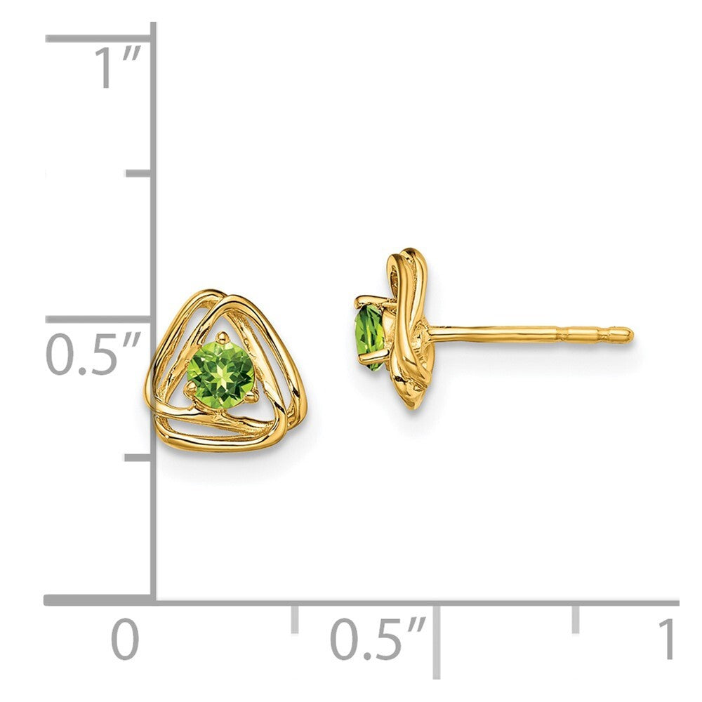 14k Yellow Gold Peridot Stud Earrings Gift for Women