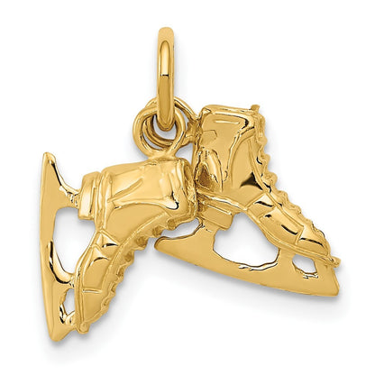 14k Yellow Gold 3-D    PAIR    Of Ice Skates Charm