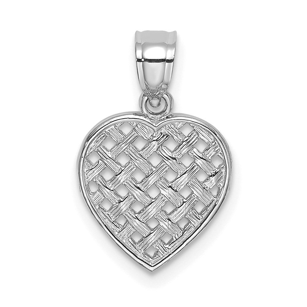 14K White Gold Cut-Out and Textured Woven Heart Charm