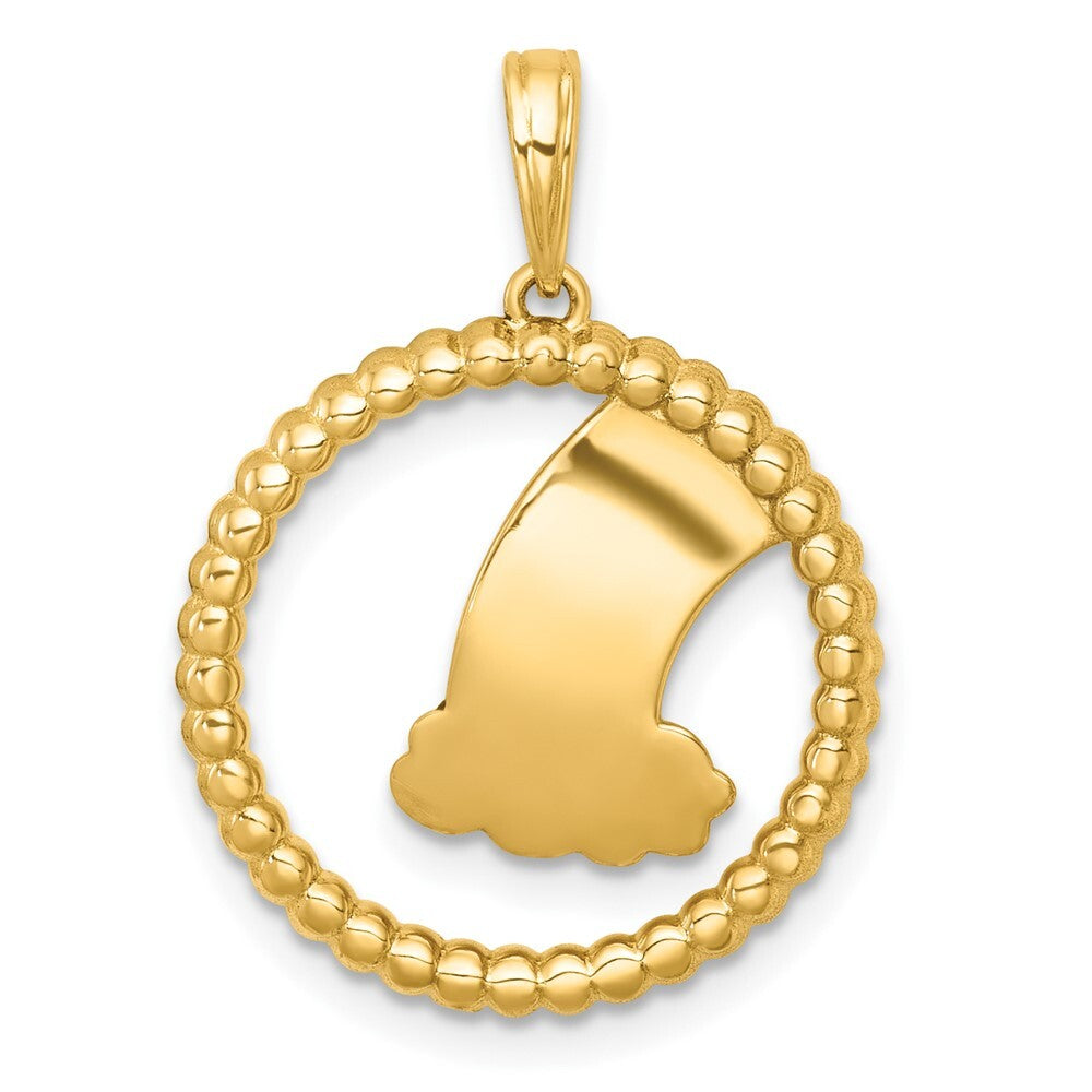 14k Yellow Gold with White Rhodium Multi Color Enamel Rainbow With Cloud Charm