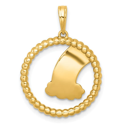 14k Yellow Gold with White Rhodium Multi Color Enamel Rainbow With Cloud Charm