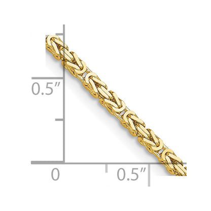 14k Yellow Gold 2mm Byzantine Chain Bracelet