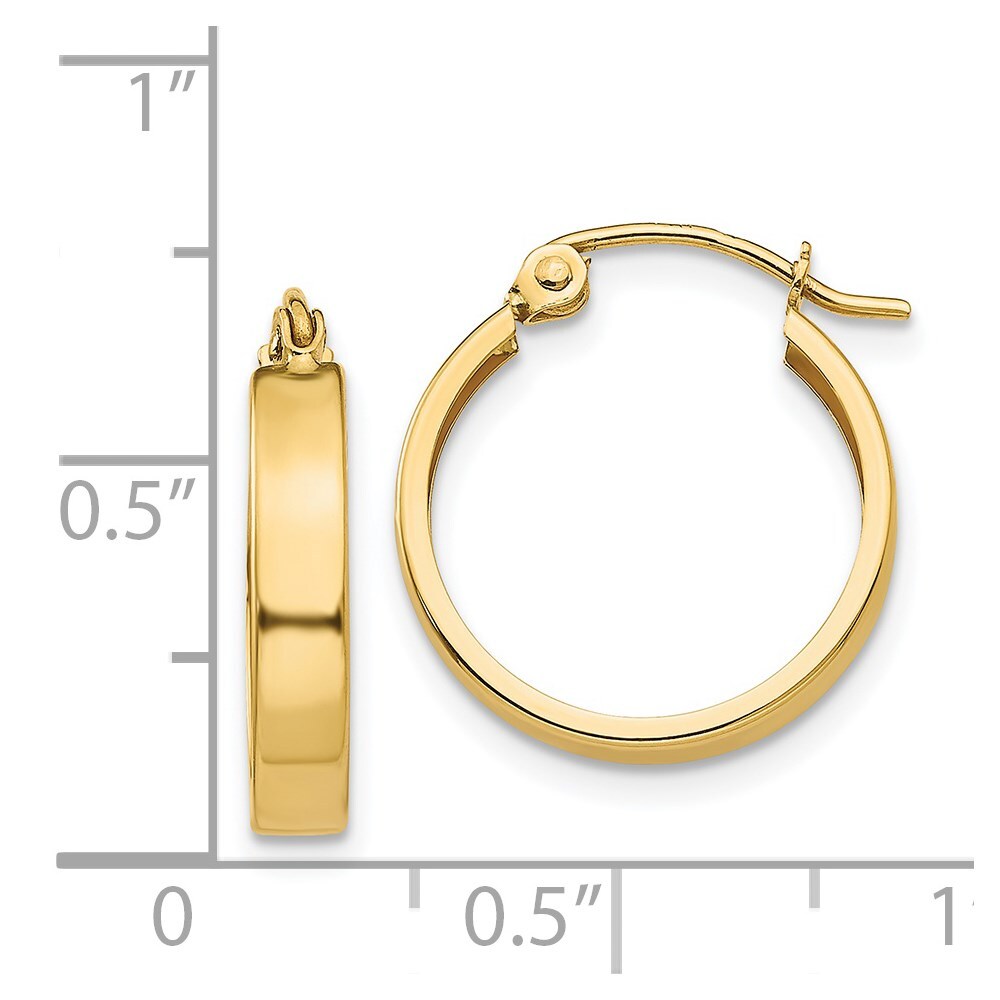 14k Yellow Gold Polished 3mm Hoop Earrings Gift for Women