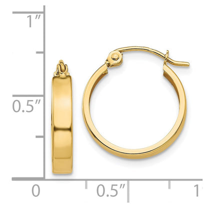 14k Yellow Gold Polished 3mm Hoop Earrings Gift for Women