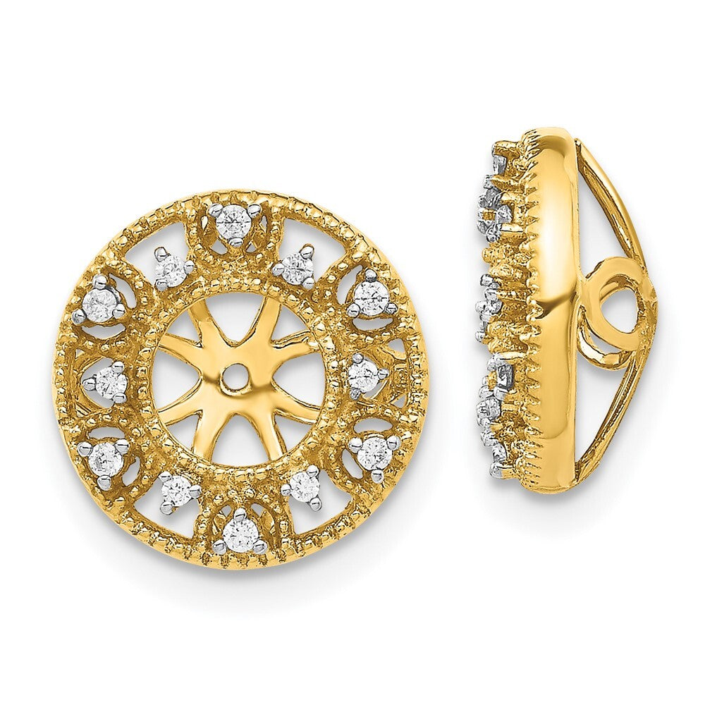 14k Yellow Gold Fancy Diamond Earring Jackets