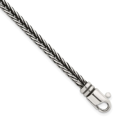 Sterling Silver Antiqued Polished 4.25mm Franco Chain Bracelet 8 inch Bracelet