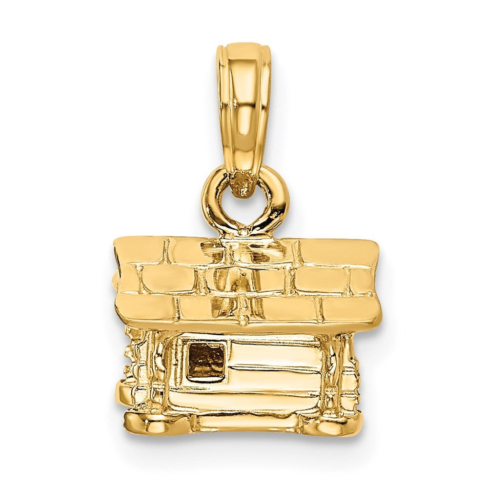 14k Yellow Gold 3-D Log Cabin Pendant