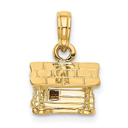 14k Yellow Gold 3-D Log Cabin Pendant