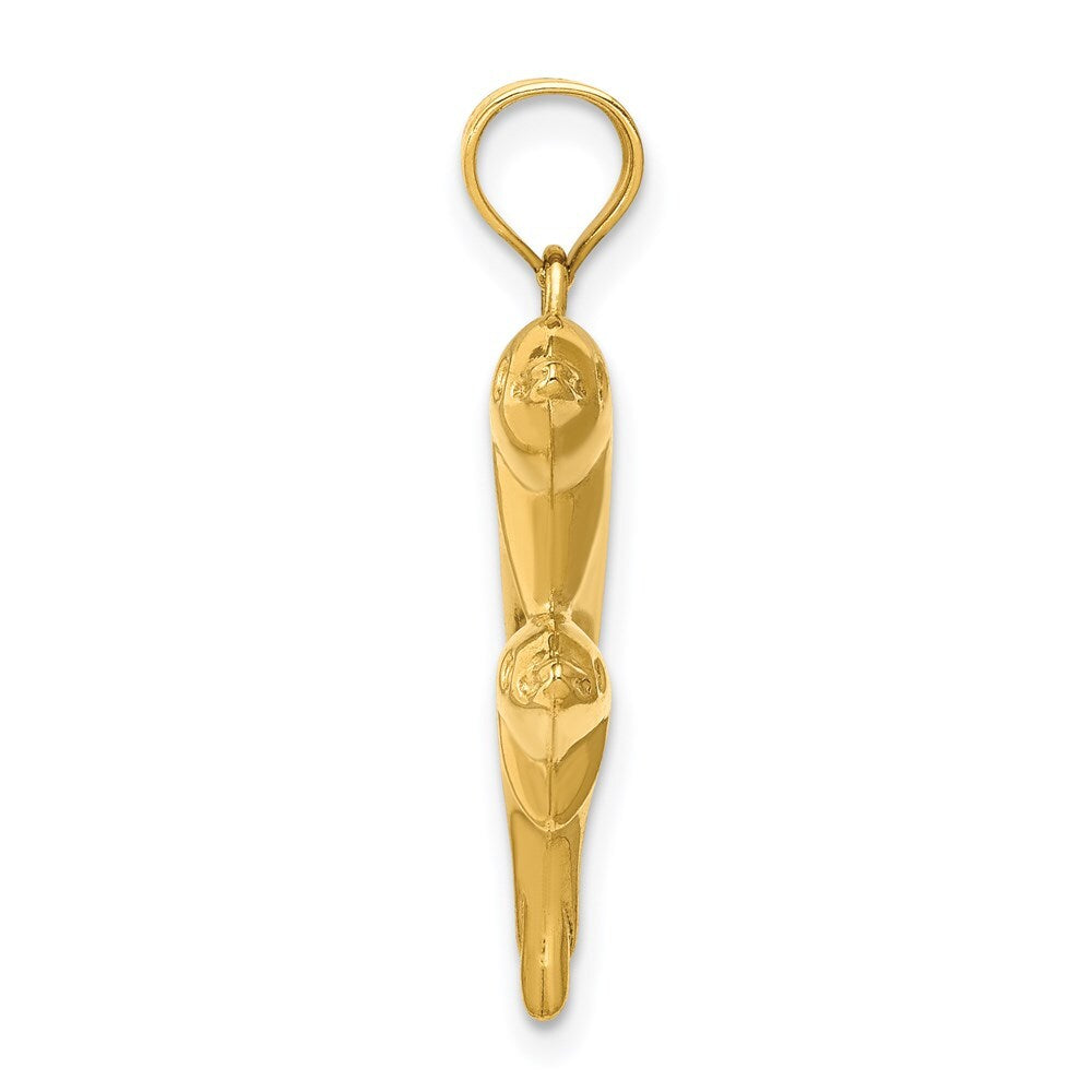 14k Yellow Gold Dolphin Pair Pendant for Women