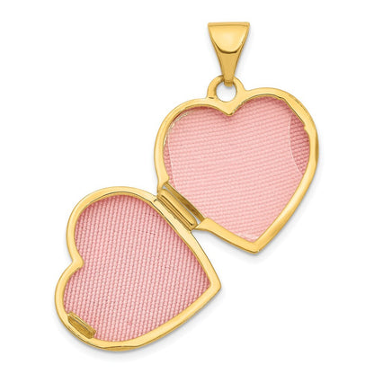 14k Yellow Gold  White Rhodium Diamond 16mm Heart Locket Pendant for Women