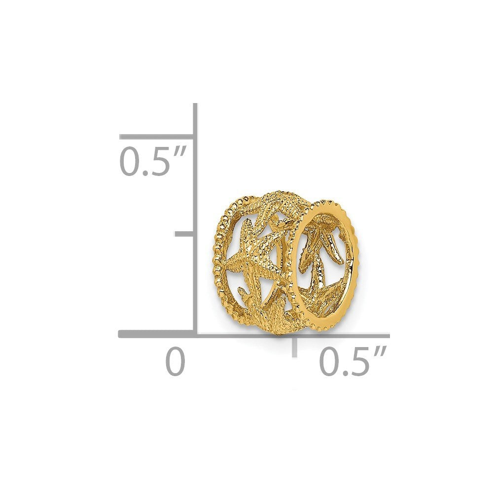 14k Yellow Gold Polished Starfish Slide Pendant for Women