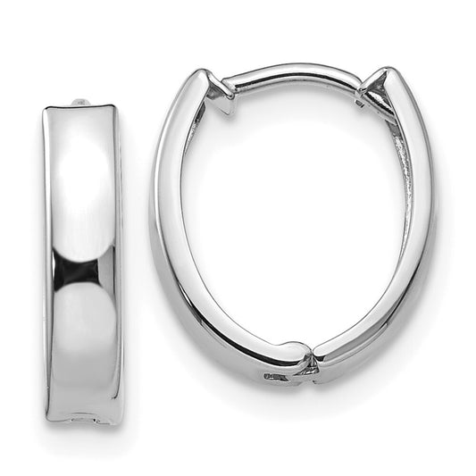 14k White Gold Polished Hinged Hoop Earrings Gift for Women