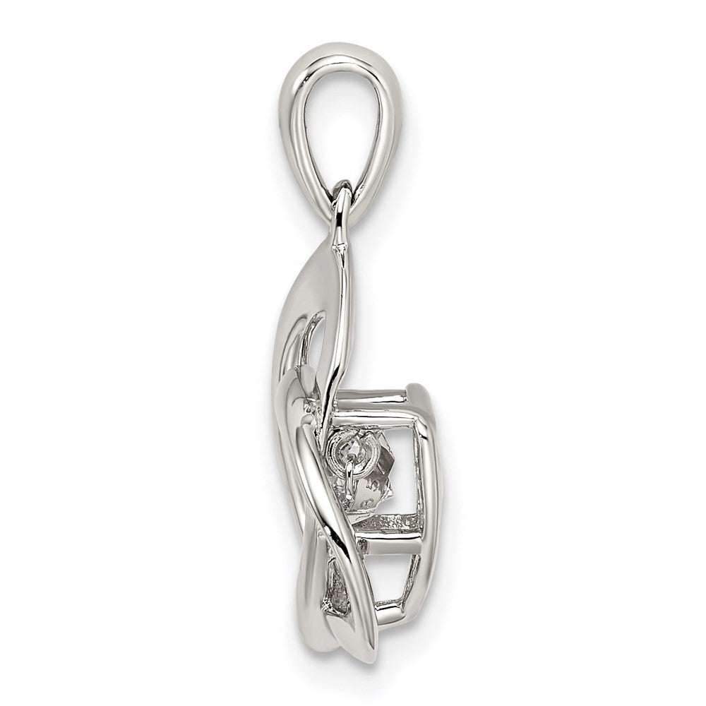 Sterling Silver Platinum-plated Vibrant Moving CZ Stone Trinity Pendant