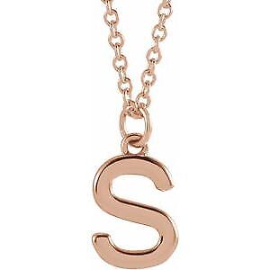 14k Rose Gold Initial S Dangle 18" Necklace Gift for Women