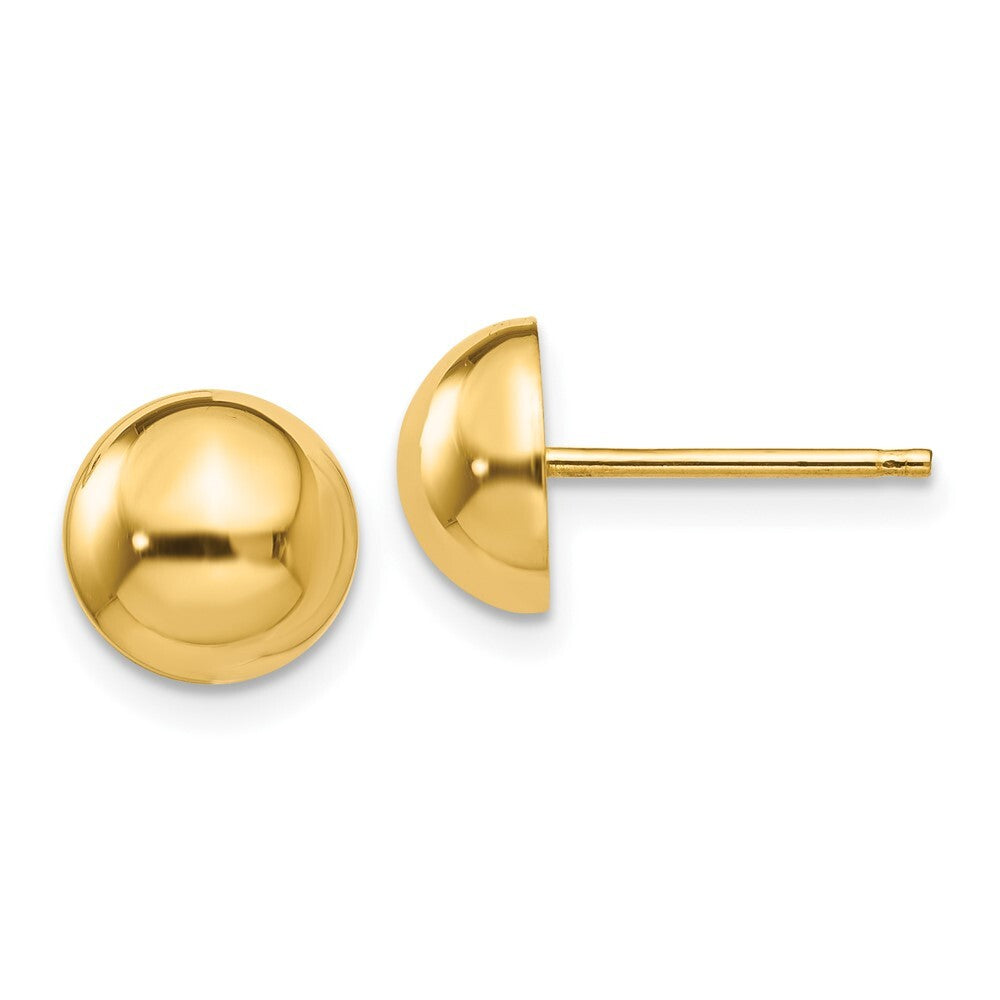 14k Yellow Gold Polished 8mm Half Ball Stud Earrings Gift for Women