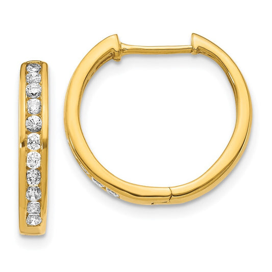 14k Yellow Gold Diamond Hinged Hoop Earrings