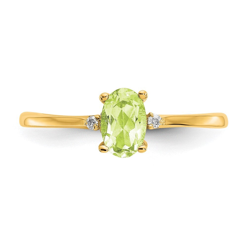 14K Yellow Gold Diamond & Peridot Birthstone Ring