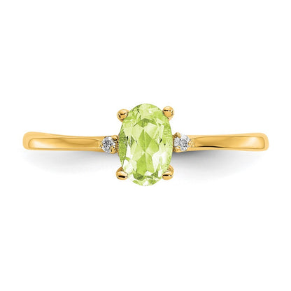 14K Yellow Gold Diamond & Peridot Birthstone Ring