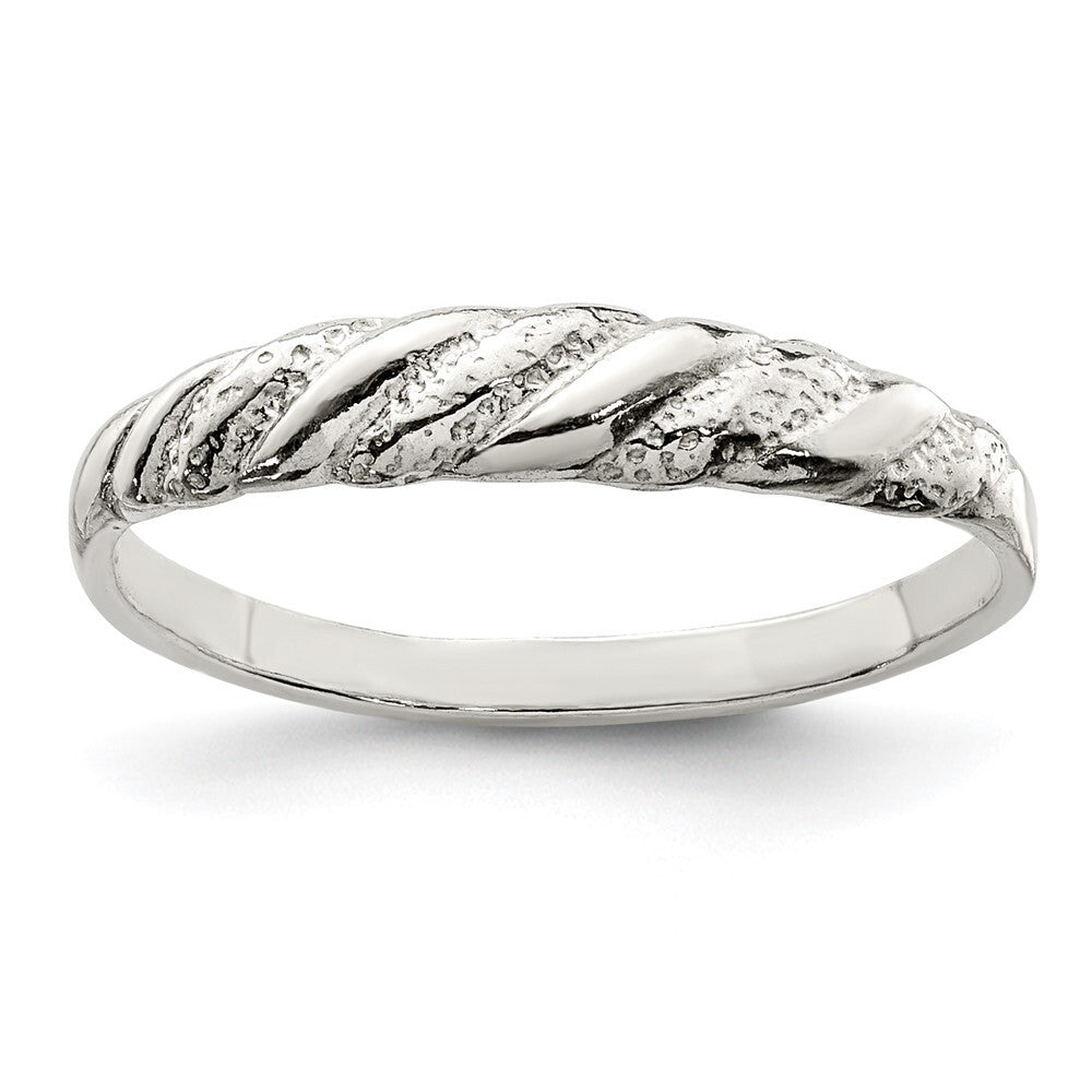 Sterling Silver Diamond-cut Twisted Ring Size 8
