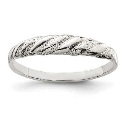 Sterling Silver Diamond-cut Twisted Ring Size 8