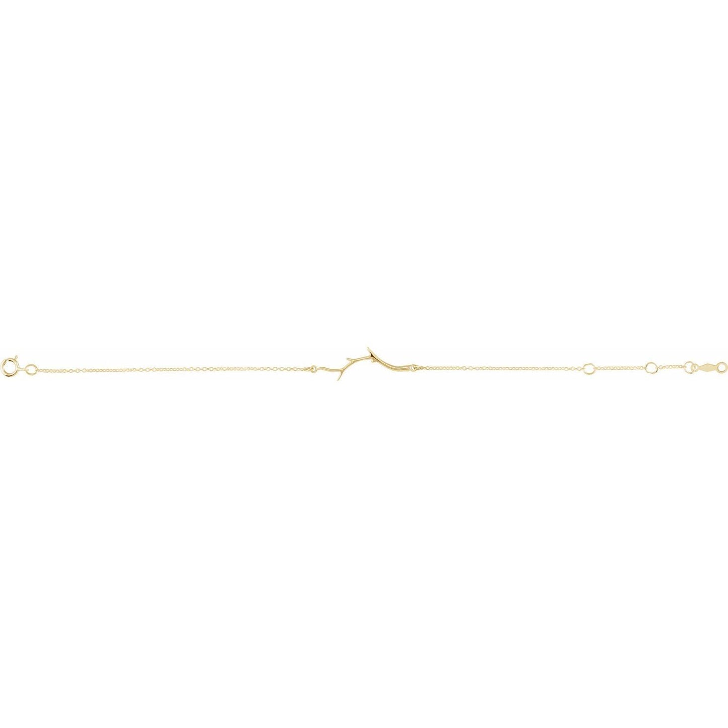 14K Yellow Gold Branch Bar 6 1/2-7 1/2" Bracelet Gift for Women