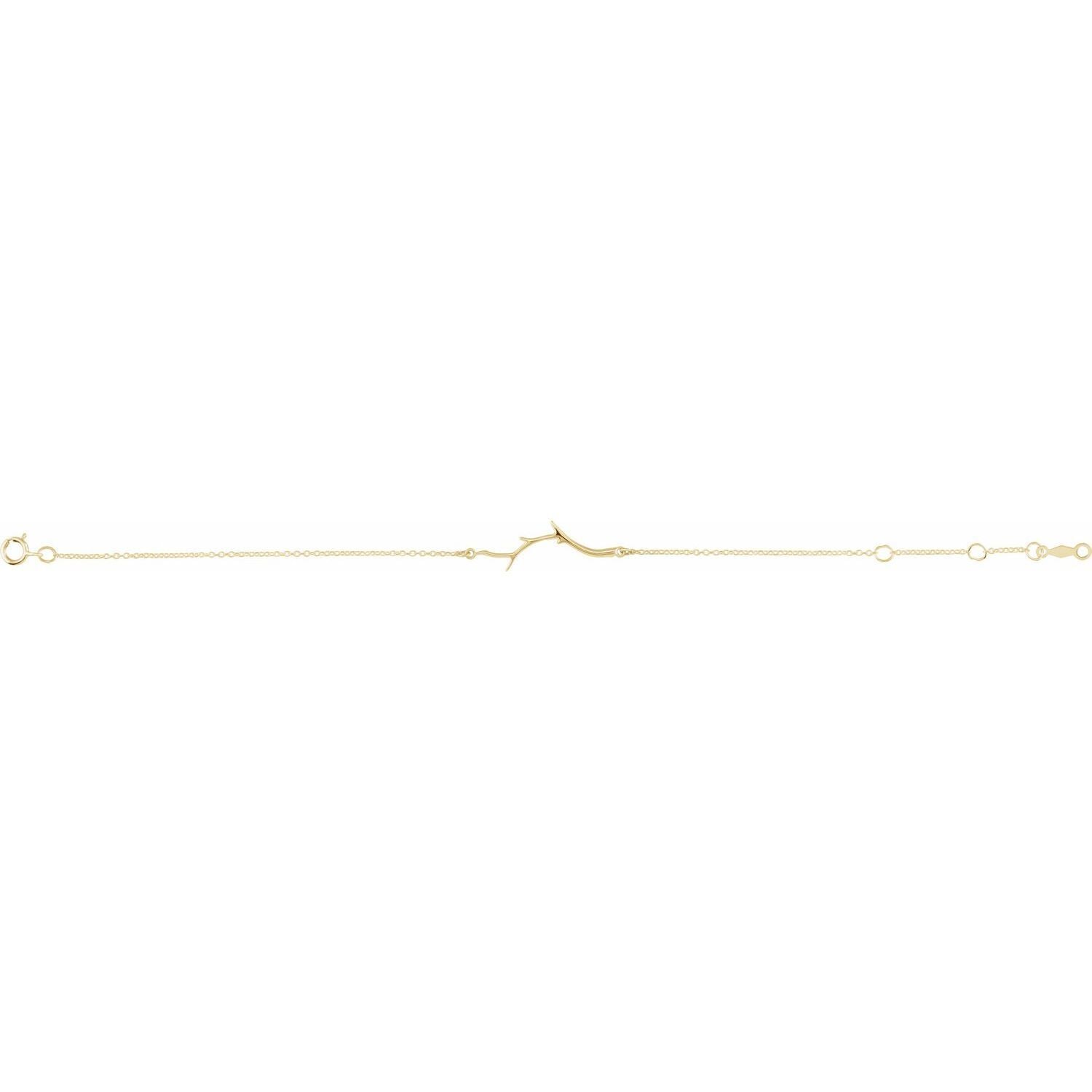 14K Yellow Gold Branch Bar 6 1/2-7 1/2" Bracelet Gift for Women