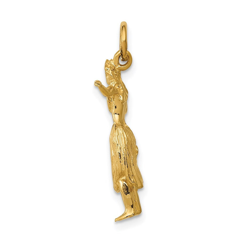 14k Yellow Gold 3-D Hula Dancer Charm Pendant for Women