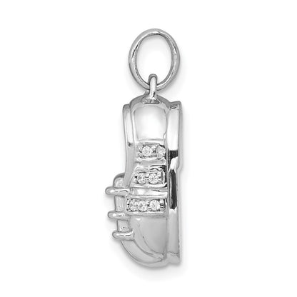 14k White Gold Diamond Baby Boy Shoe Pendant for Women