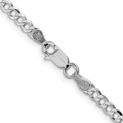 Sterling Silver Rhodium-plated 3.2mm Beveled Curb Chain Necklace