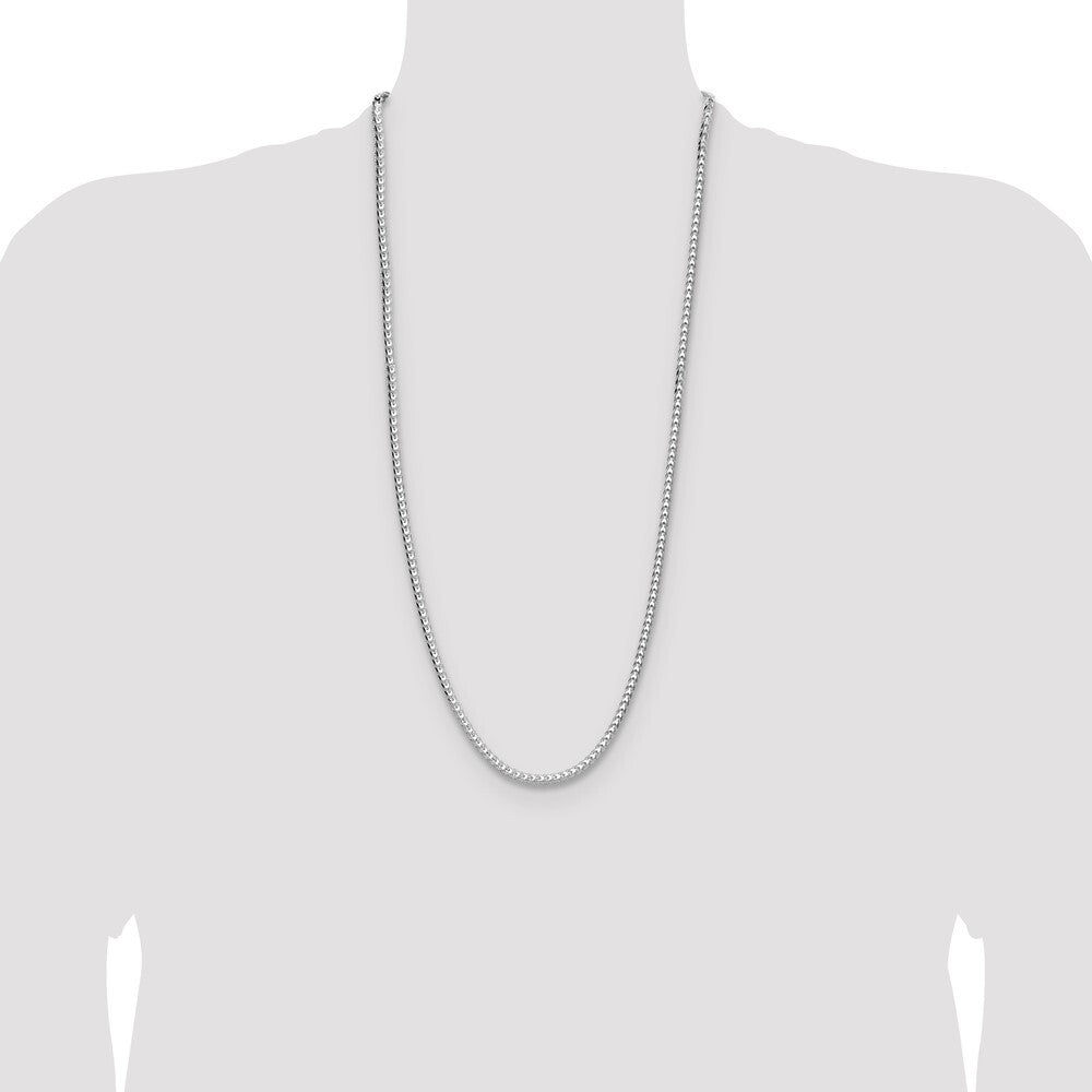 Sterling Silver Rhodium-plated 4.0mm Diamond-cut Square Franco Chain