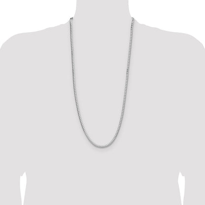 Sterling Silver Rhodium-plated 4.0mm Diamond-cut Square Franco Chain