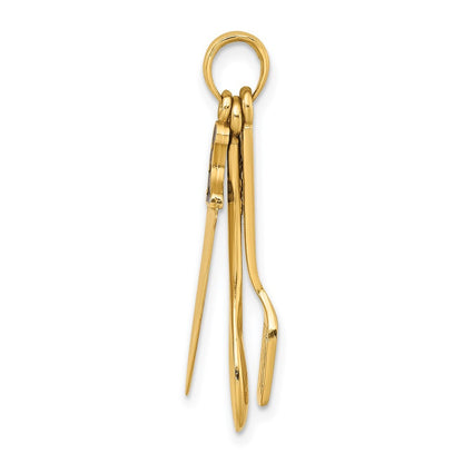 14k Yellow Gold 3-D Enamel Butcher Knife, Spoon and Spatula Moveable Charm