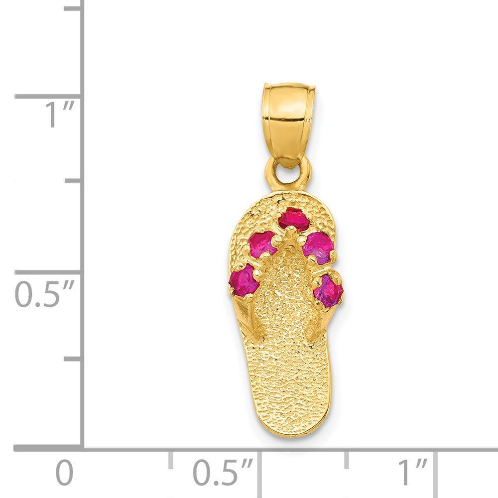 14k Yellow Gold 3D January/Cubic Zirconia Birthstone Flip Flop Pendant