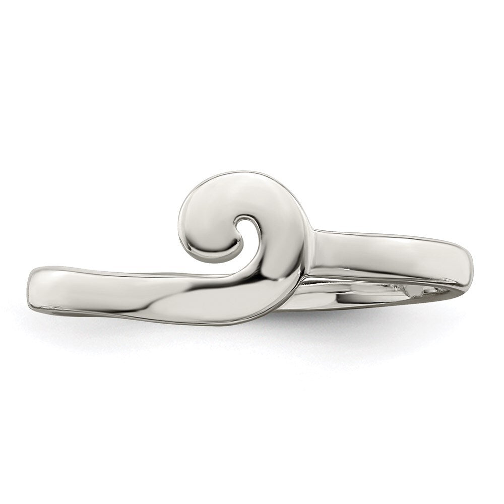 Sterling Silver Polished Swirl Ring Size 6