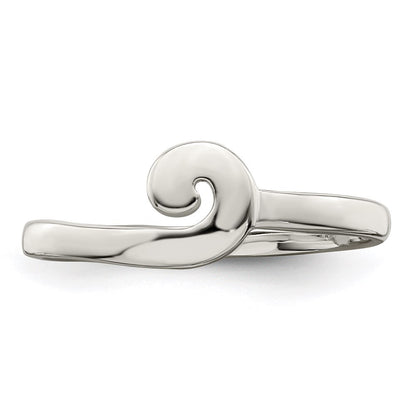 Sterling Silver Polished Swirl Ring Size 6