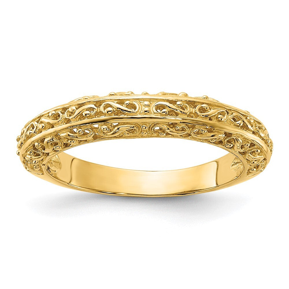14K Yellow Gold 3mm Filigree Wedding Band