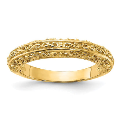 14K Yellow Gold 3mm Filigree Wedding Band