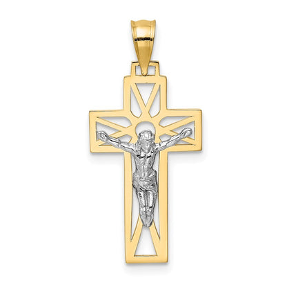 14k Two-tone Gold Crucifix Pendant for Women