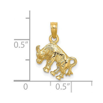 14k Yellow Gold 3-D Taurus Zodiac Charm