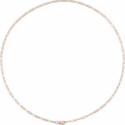 14k Rose Gold 2.1 mm Paperclip 16" Chain Necklace Fine Gift for Women