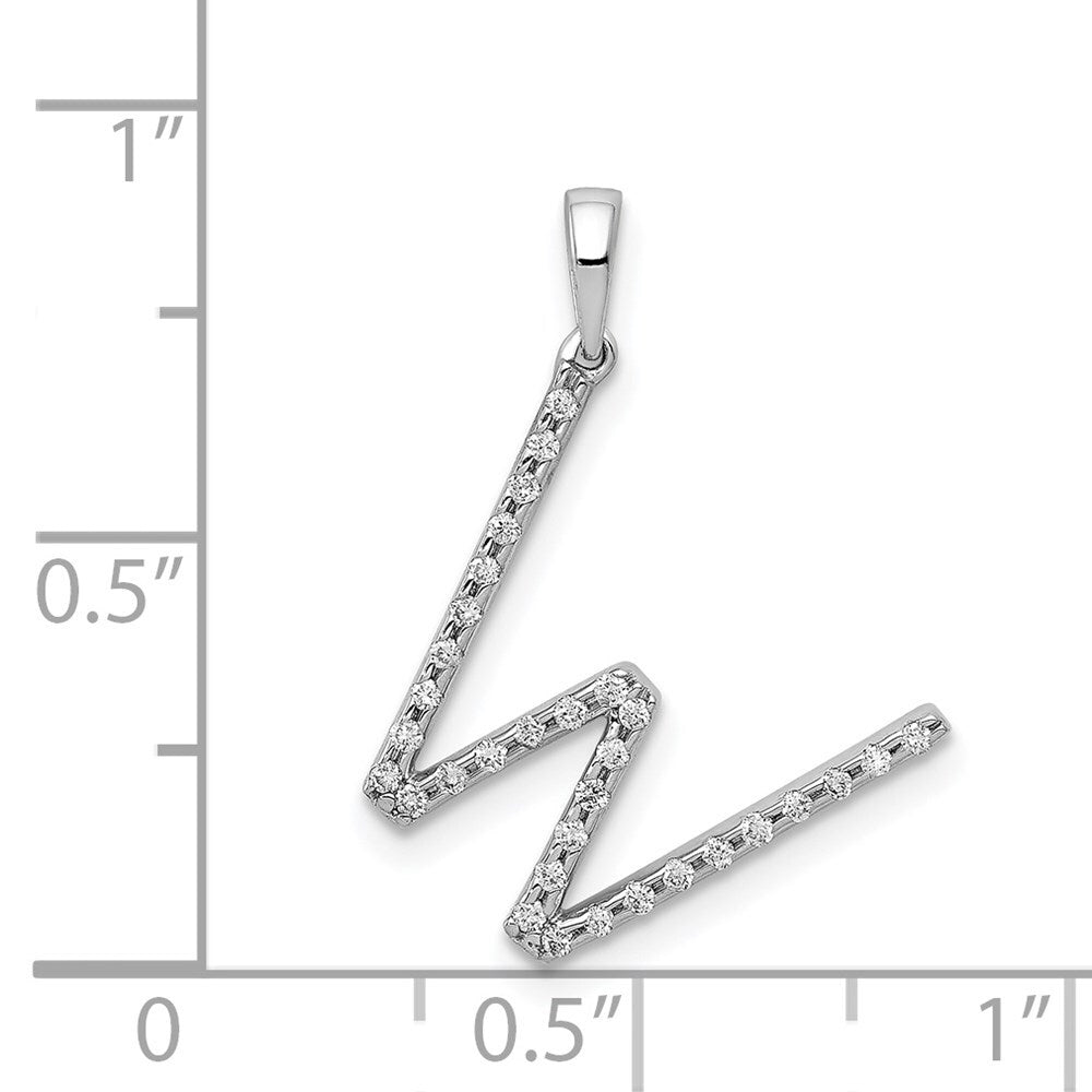 14k White Gold Diamond Letter W Initial Pendant for Women