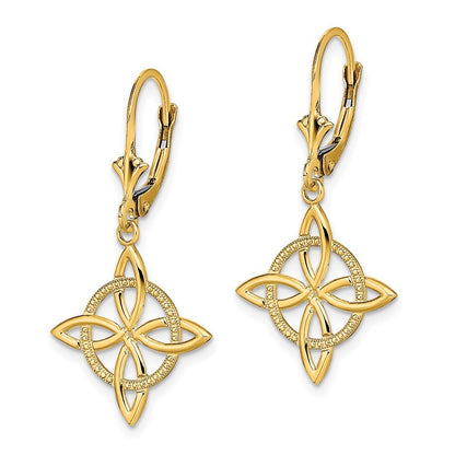 14k Yellow Gold Small Celtic Eternity Knot Drop Dangle Earrings