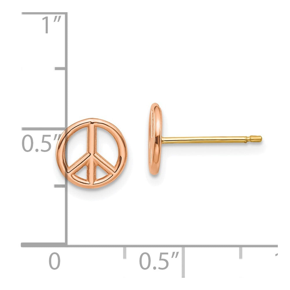 14K Yellow & Rose Gold Polished Peace Symbol Stud Earrings