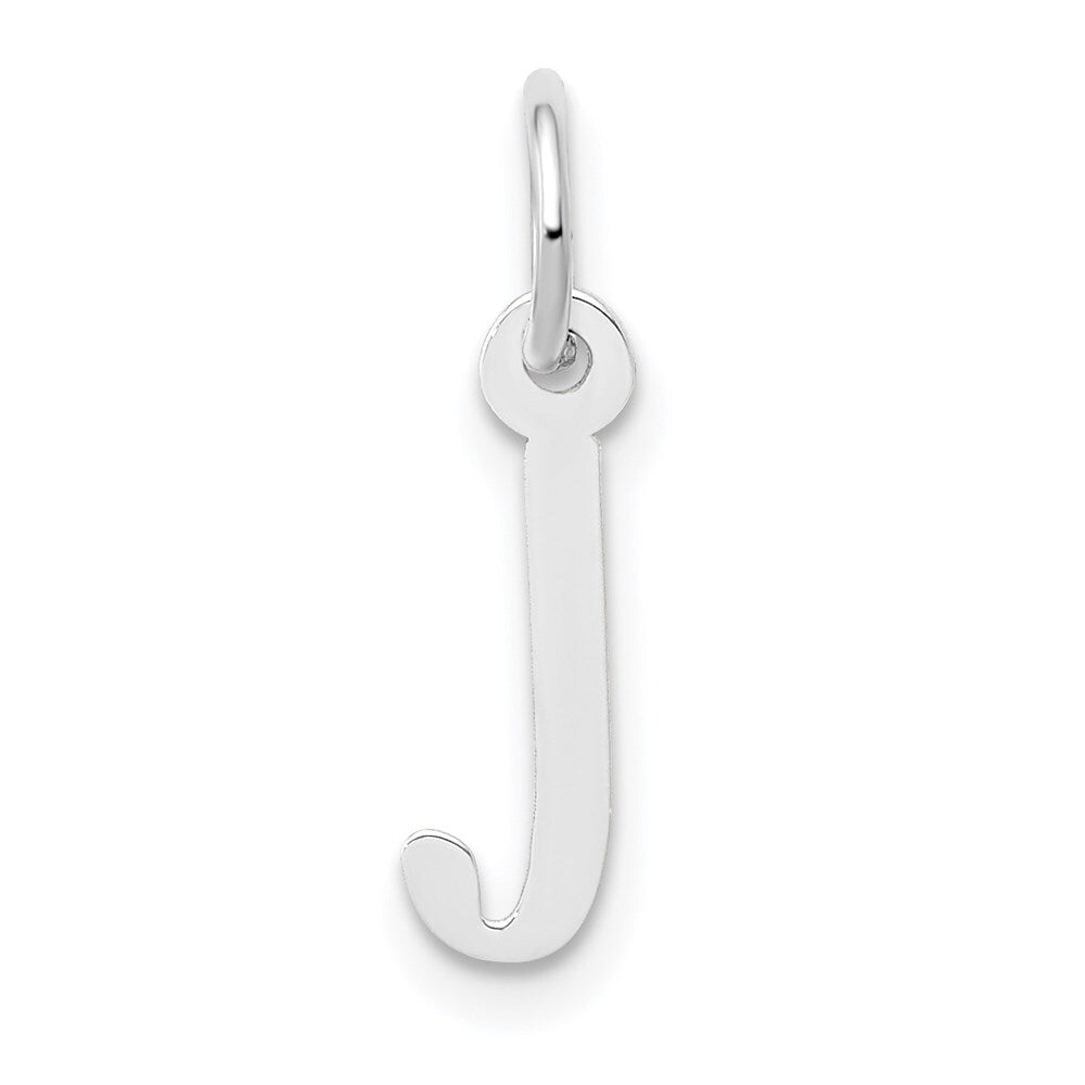 14k White Gold Small Slanted Block Letter J Initial Charm Pendant for Women