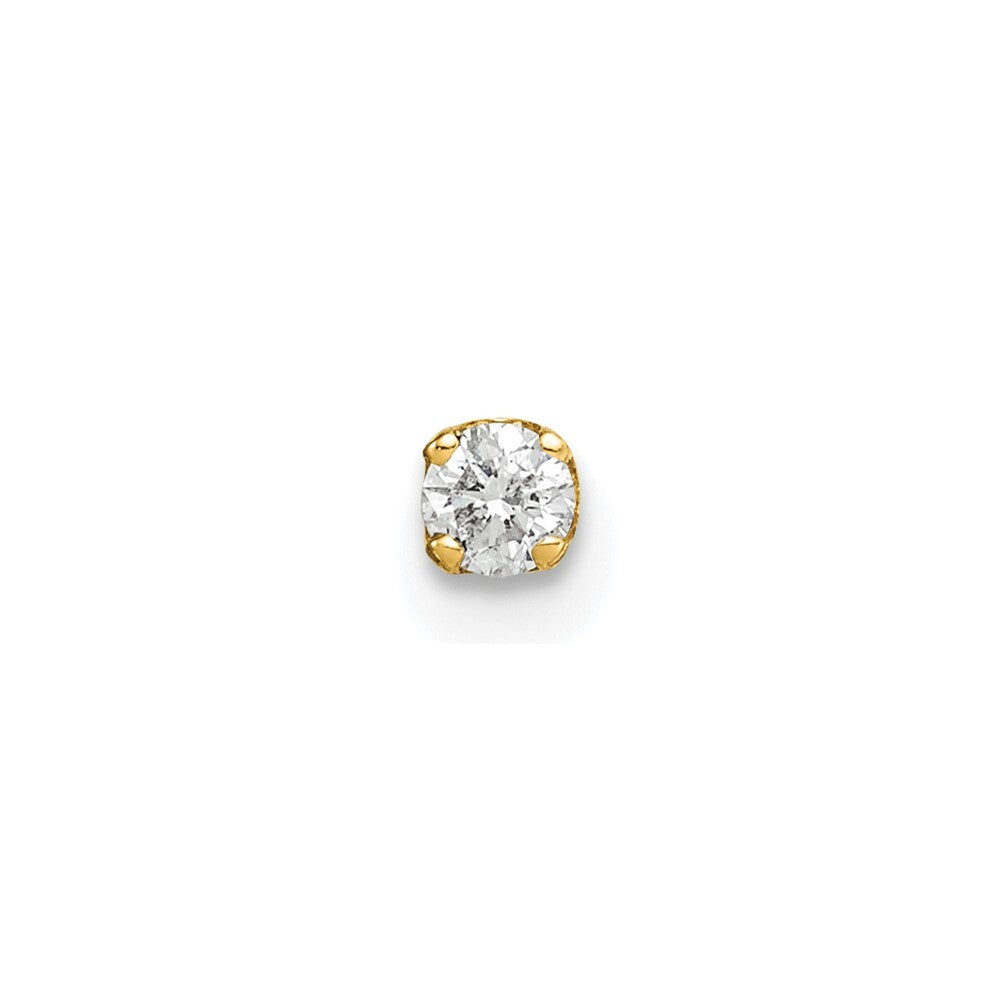 14k Yellow Gold Single Diamond Earring Gift for Women
