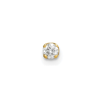 14k Yellow Gold Single Diamond Earring Gift for Women