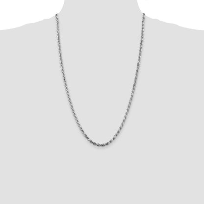 Sterling Silver Rhodium-plated 3.75mm Diamond-cut Rope Chain