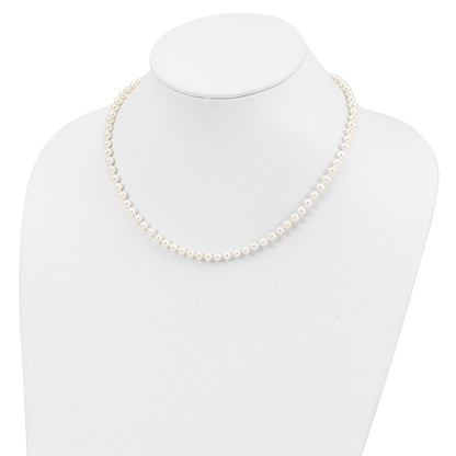 Sterling Silver 4-5mm White Near-Round Freshwater Cultured Pearl 16" Necklace