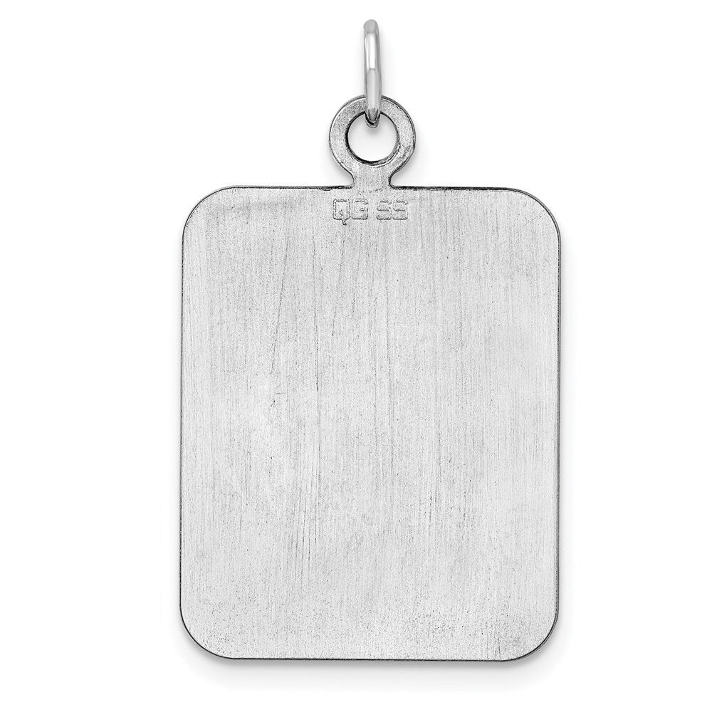 Sterling Silver Engraveable Rectangle Polished Front/Satin Back Disc Charm