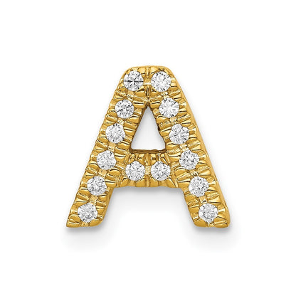 14k Yellow Gold Diamond Letter A Initial Charm Pendant